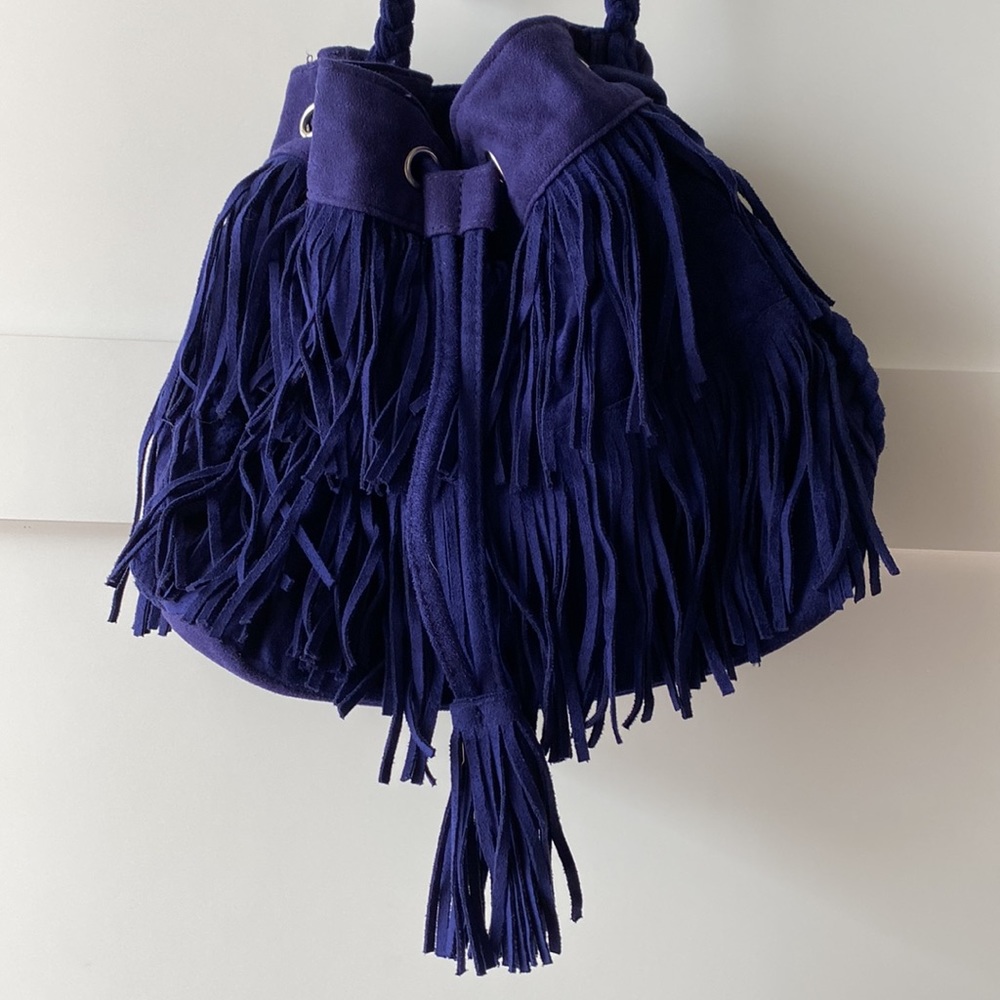 Fringe Suede Bucket Bag